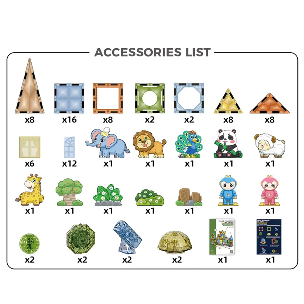 Svetleći 3D Magnetni Blokovi - Animal Paradise (manji)