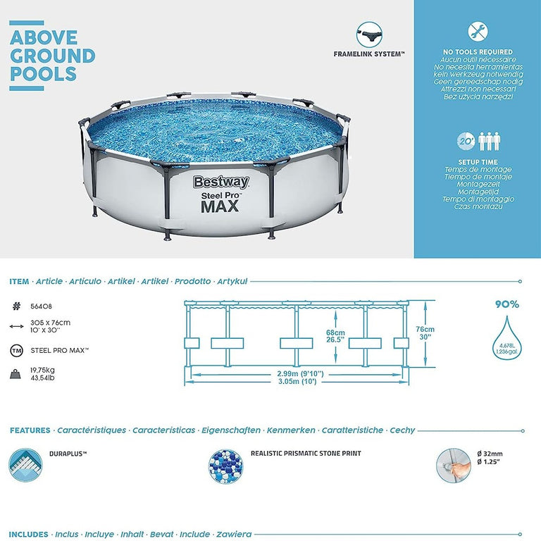 Bestway Steel Pro Max 305 Cm X 76 Cm Sa Filter Pumpom