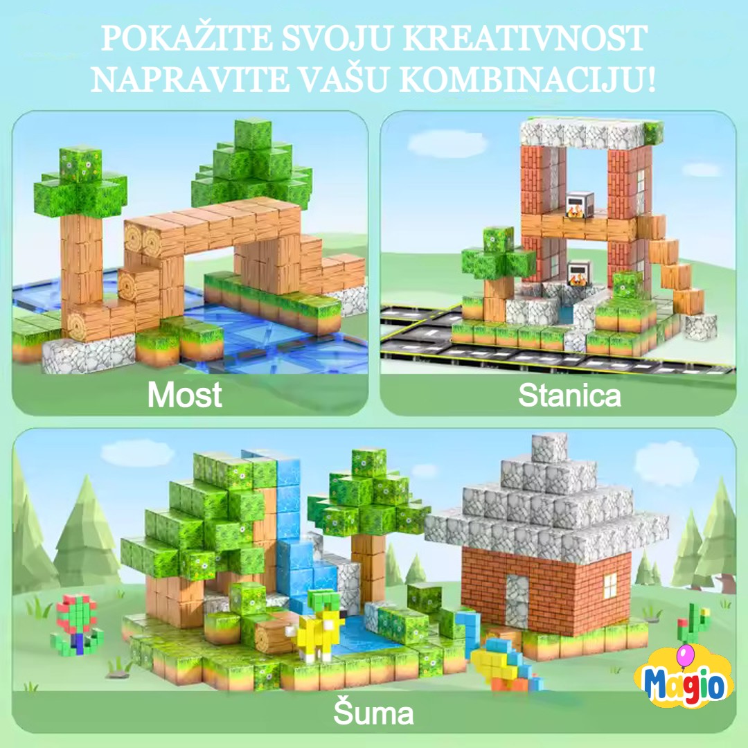 Magnetne 3D kockice "Minecraft"