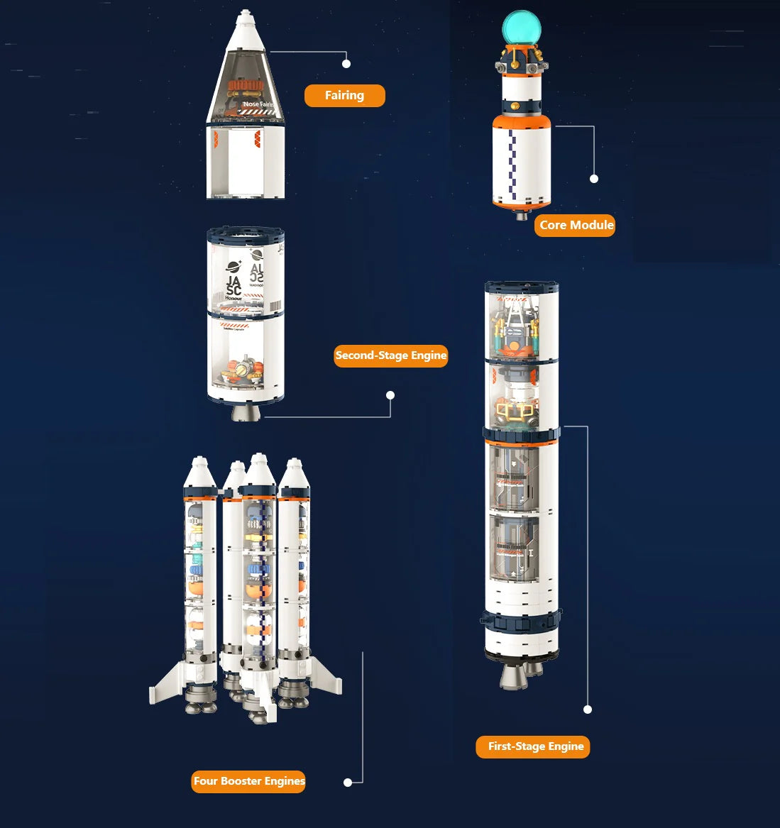 Kolekcija Istraživanje Svemira - Premium Raketa sa LED Svetlom 68 cm