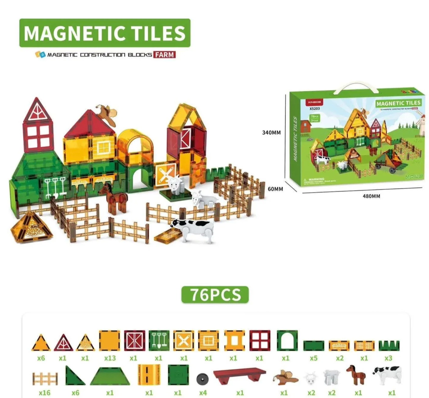 Magnetni Blokovi - Farma (Set od 76 komada)