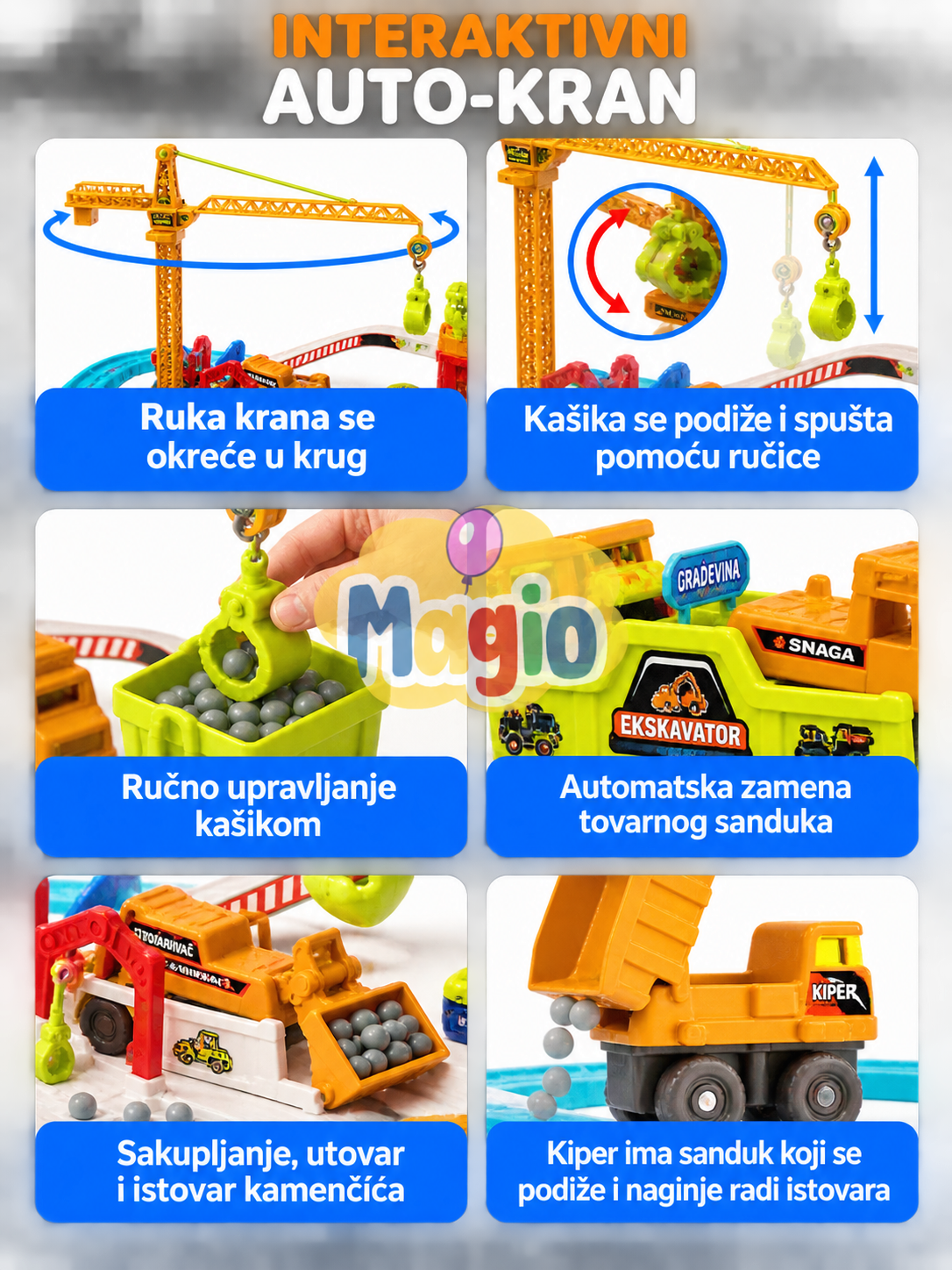 Automatizovano Gradilište – Interaktivni Autić sa Dizalicom