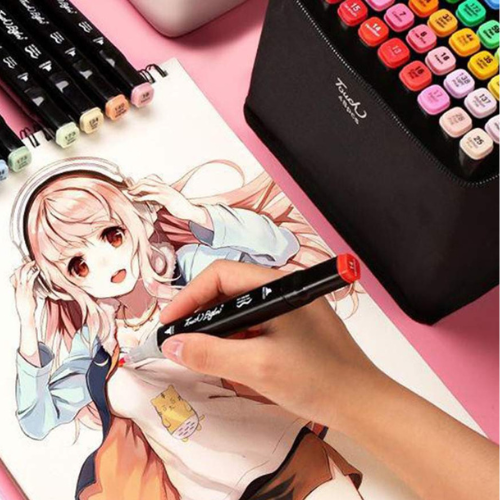 Veliki set dvostranih flomastera i markera sa torbicom