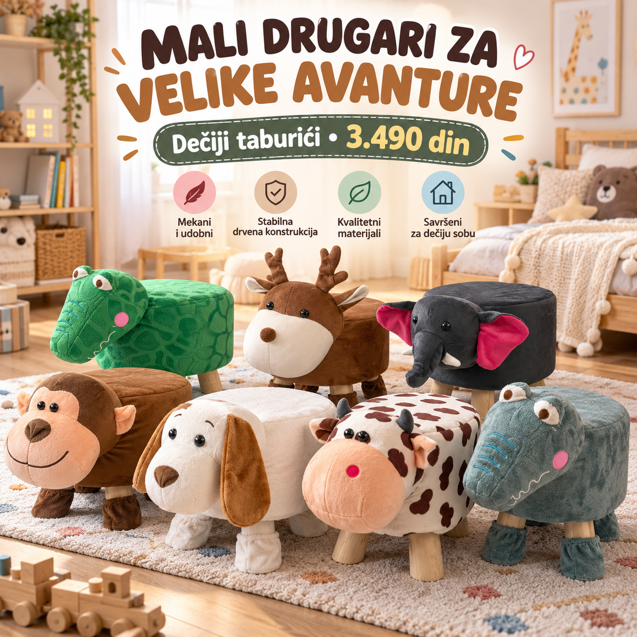 DEČIJI TABURE Majmunče 28x39x32 cm