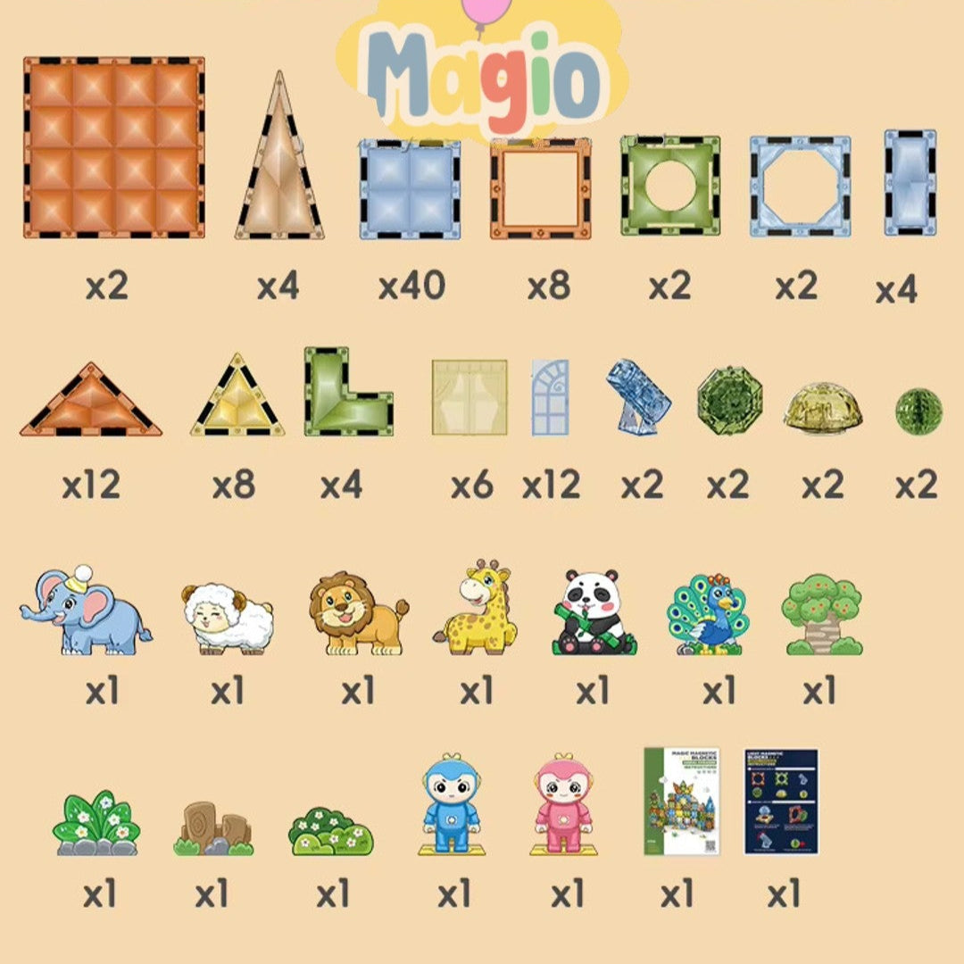 Svetleći 3D Magnetni Blokovi - Animal Paradise (manji)