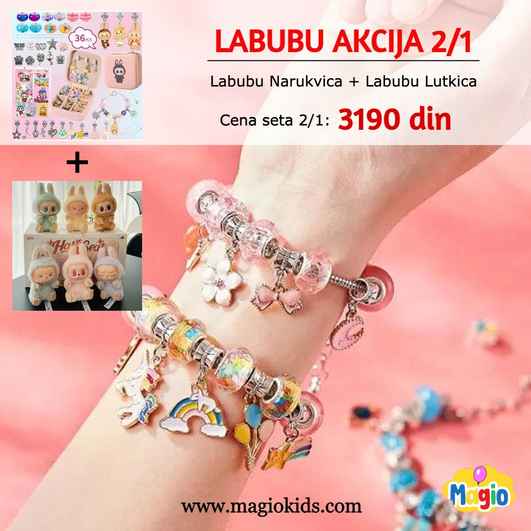 Set 2/1 - Narukvica LABUBU + Lutkica Labubu